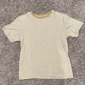 PacSun Beige and White Striped Short Sleeve Tee